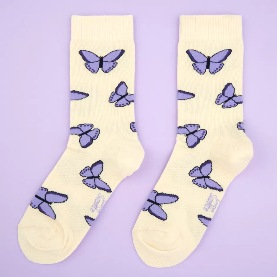 Coucou Suzette Chaussettes Papillon Mauve^ Chaussettes Coton