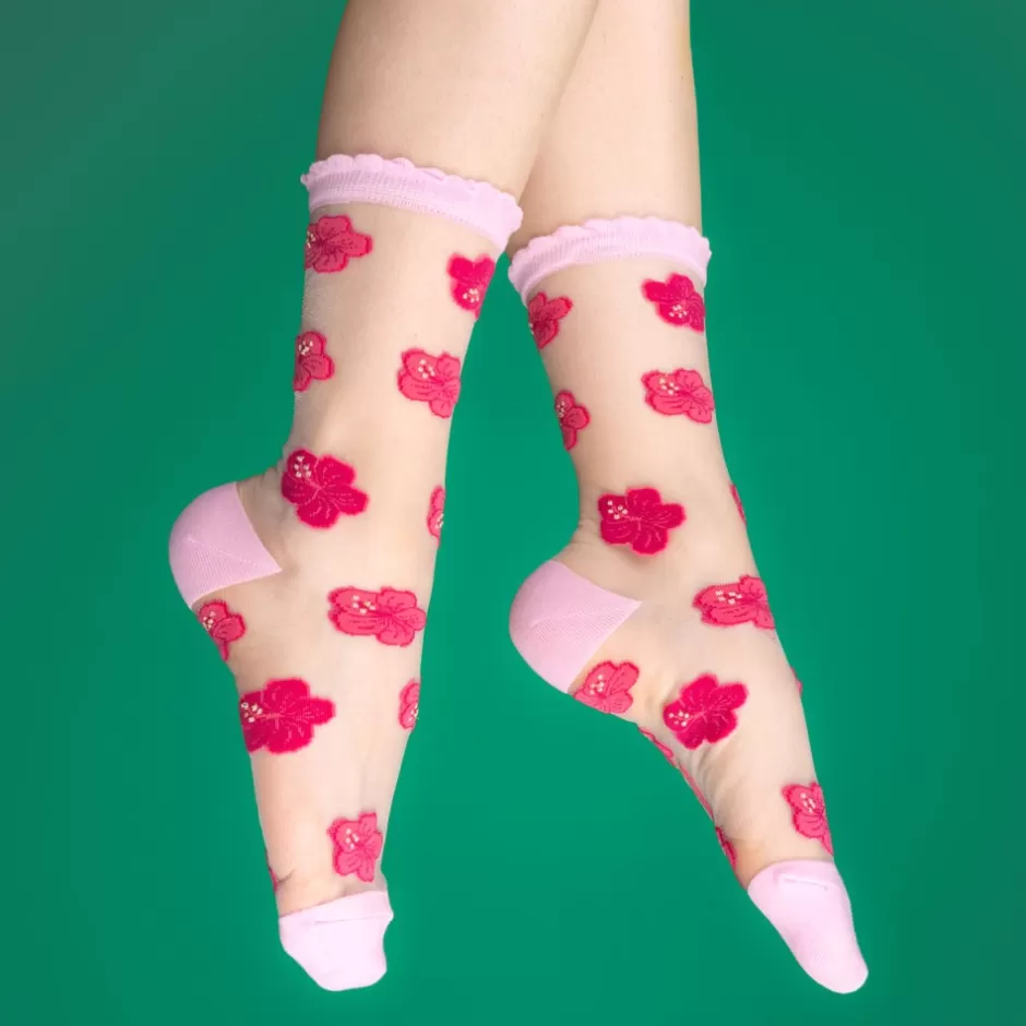 Coucou Suzette Chaussettes transparentes Hibiscus^ Chaussettes Transparentes