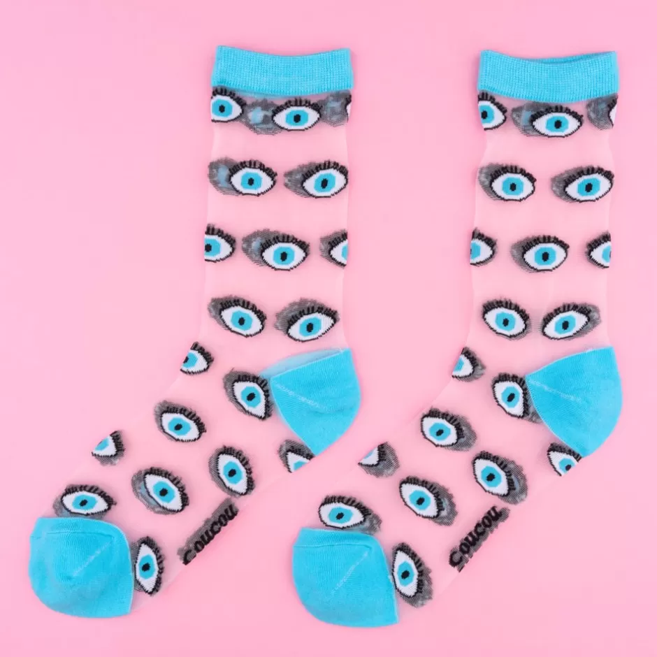 Coucou Suzette Chaussettes transparentes Oeil - Bleu^ Chaussettes Transparentes