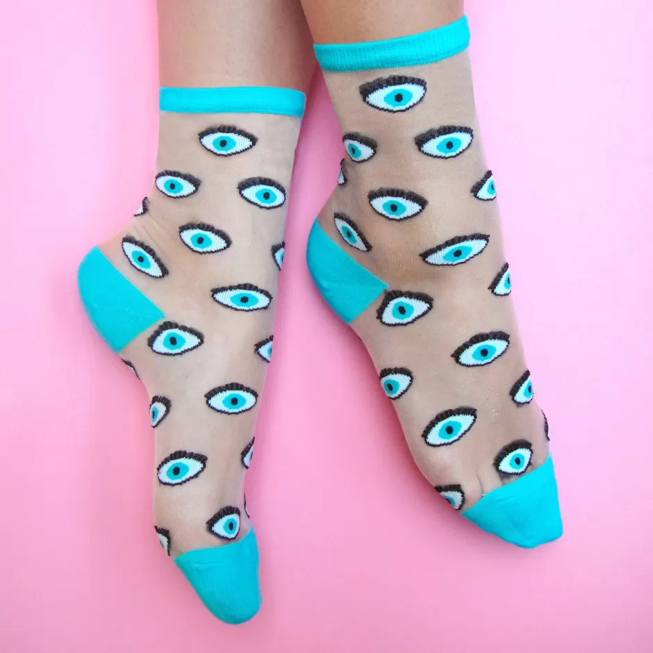 Coucou Suzette Chaussettes transparentes Oeil - Bleu^ Chaussettes Transparentes