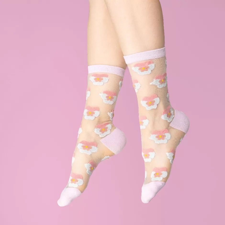 Coucou Suzette Chaussettes transparentes Pensée Rose^ Chaussettes Transparentes