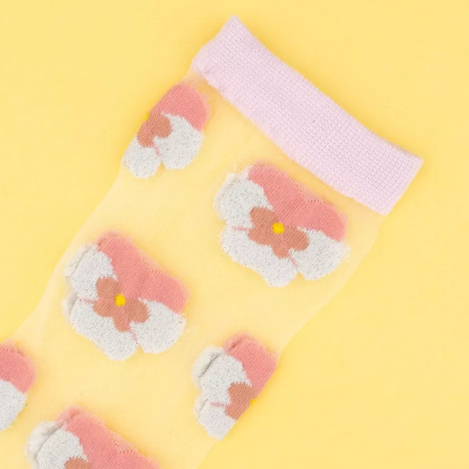 Coucou Suzette Chaussettes transparentes Pensée Rose^ Chaussettes Transparentes