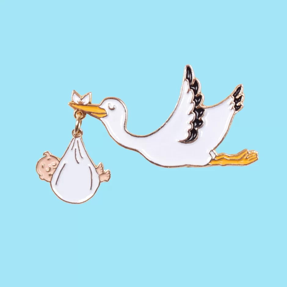 Coucou Suzette Pin's Cigogne - Bébé Blanc^ Pin's